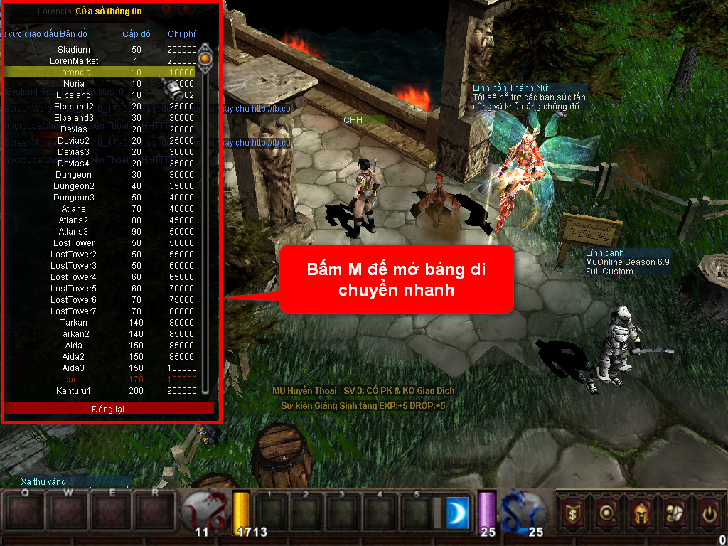 Chức năng chính của Game MU Chiến Thần