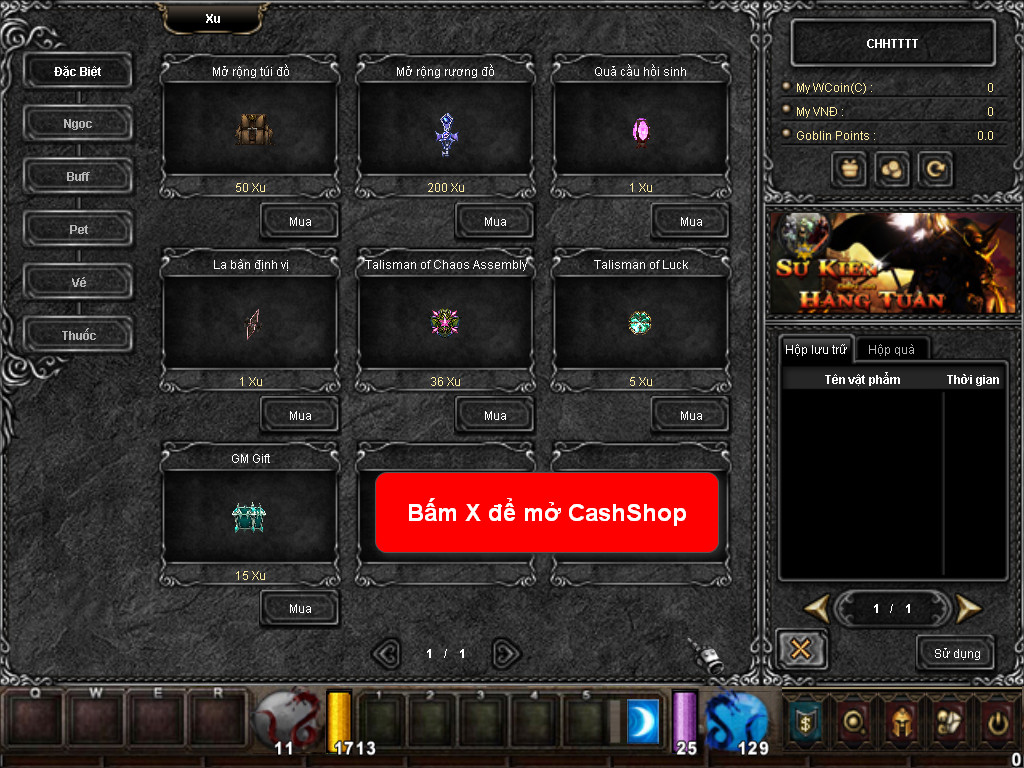 Chức năng chính của Game MU Chiến Thần